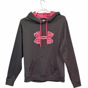 Under Armour  Gray Hoodie Sweatshirt Pink Ribbon Breast Cancer Awareness Large